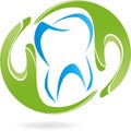 Two hands, tooth, dentist, logo