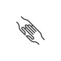 Two hands touching each other line icon
