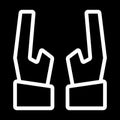 Two hands vector icon. Black and white hands illustration. Outline linear icon. Royalty Free Stock Photo