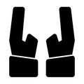 Two hands vector icon. Black and white hands illustration. Solid linear icon. Royalty Free Stock Photo