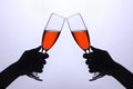 Two hands with wine glasses Royalty Free Stock Photo
