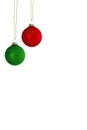 Two hanging Christmas tree balls Royalty Free Stock Photo