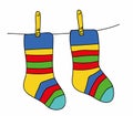 Two Hanging Striped Socks