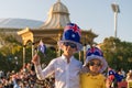 Two happy Australian boys celebrating Australia Day Royalty Free Stock Photo