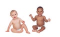 Two happy babies of different races Royalty Free Stock Photo