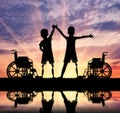 Two happy boy with a disability Royalty Free Stock Photo