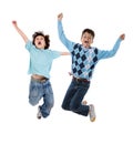 Two happy children jumping