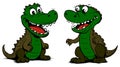 Two happy and funny crocodiles in children\'s illustration style