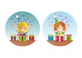 Two happy girls on birthday party Royalty Free Stock Photo