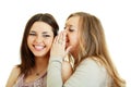 Two happy girls friends wispering Royalty Free Stock Photo