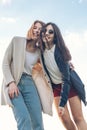 Two happy girls outdoors Royalty Free Stock Photo