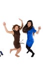 Two happy girls jumping Royalty Free Stock Photo