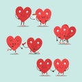 Two happy hearts in love. Cute couple in love. Happy Valentine s day vector card - Vector