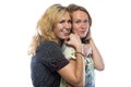 Two happy hugging blond sisters Royalty Free Stock Photo