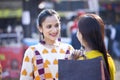 Two women having fun at Surajkund Mela