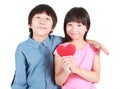 Two happy kids with valentines heart Royalty Free Stock Photo