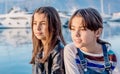 Two happy little girl smiling and looking at the camera Royalty Free Stock Photo