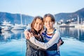 Two happy little girl smiling and looking at the camera Royalty Free Stock Photo