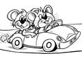 Two happy mice in the car. Royalty Free Stock Photo