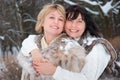 Two happy middle-aged women Royalty Free Stock Photo