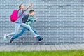 Teen boy and girl back to school