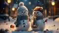 Two Happy Snowmen