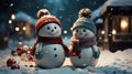 Two Happy Snowmen