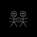 Two happy stick figures with house Royalty Free Stock Photo