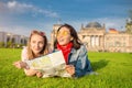 Happy woman making selfie on background of Reichstag Bundestag building in Berlin. Travel and love concept in Europe