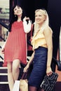 Two happy young fashion women with shopping bags Royalty Free Stock Photo