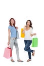 Two happy young female friends with shopping bags Royalty Free Stock Photo