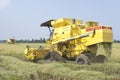 Two harvesting machine is used to harvest paddy Royalty Free Stock Photo