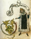 alchemical illustration of the fountain of the two-headed dragon from the book of the holy trinity