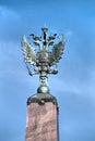 Two-headed eagle at obelisk top on Troitsk bridge, St. Petersburg