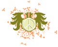 Two-headed eagle with peace symbol isolated Royalty Free Stock Photo