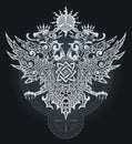 Heraldic eagle in ornaments for tattoo or designs Royalty Free Stock Photo