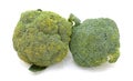 Two heads of calabrese broccoli - spoiling and fresh Royalty Free Stock Photo