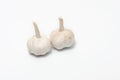 Two heads of raw garlic on a white background. Garlic close up isolated. Health concept Royalty Free Stock Photo
