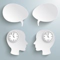 Two Heads Two Speech Bubbles Clock Royalty Free Stock Photo