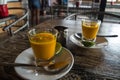 Two healthy jamu shots on Bali, Indonesia Royalty Free Stock Photo