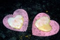 Two Heart Cookies on Two Doilies