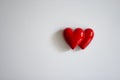 Two heart magnets on a fridge Royalty Free Stock Photo