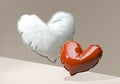 Two heart-shaped balloons. Love and happiness concept. 3d rendering