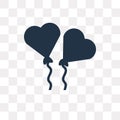 Two Heart Shaped Balloons vector icon isolated on transparent ba Royalty Free Stock Photo