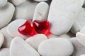 Two heart shaped bath pearls Royalty Free Stock Photo