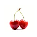 Two heart-shaped cherries Royalty Free Stock Photo