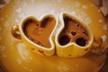 love Heart shaped cups of coffee Royalty Free Stock Photo