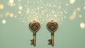 Two Heart-Shaped Keys with Sparkles Royalty Free Stock Photo