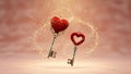 Two Heart-Shaped Keys with Sparkles Royalty Free Stock Photo
