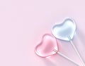 Two heart shaped lollipops